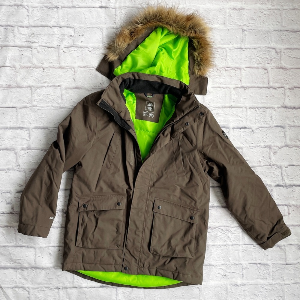 MCKINLEY Kids coat olive green with hood AquaMax Jacket